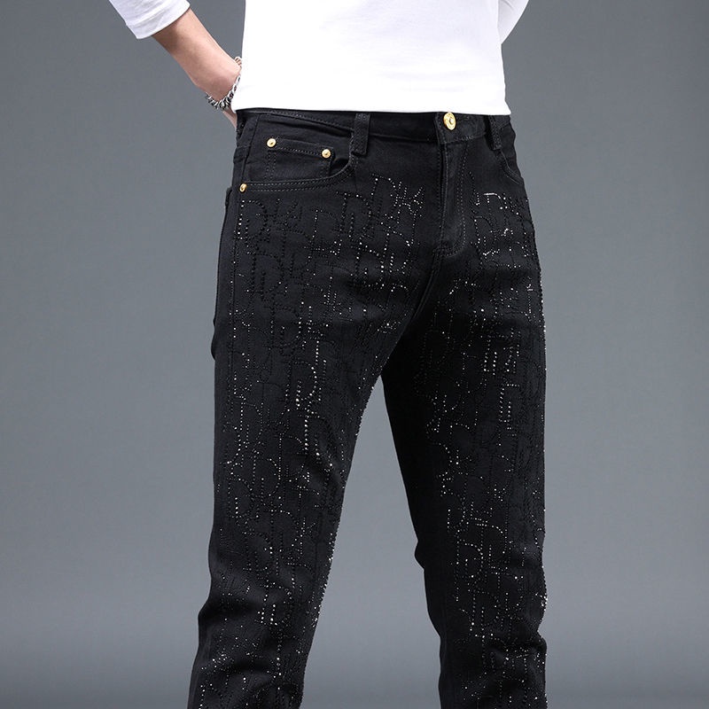 Quần Jean Nam Màu Đen Dáng Ôm