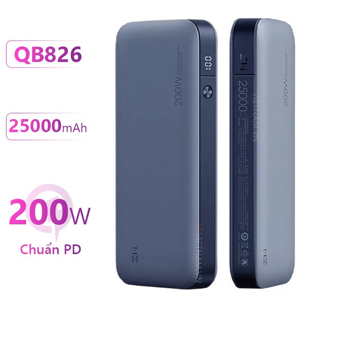 Pin Sạc Dự Phòng Xiaomi ZMI QB826 25000mAh Hỗ Trợ Sạc Nhanh 200W, Pin Sạc Dự Phòng Cho Laptop