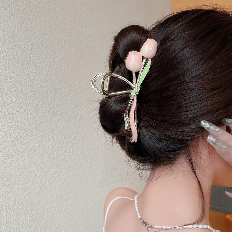 Kẹp Tóc Kim Loại Hình Hoa Tulip Thời Trang Hàn Quốc