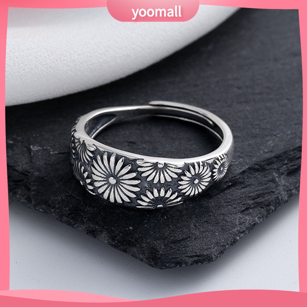 Yomall♡ Nhẫn Cưới Đính Hoa Cúc Có Thể Điều Chỉnh Kích Cỡ