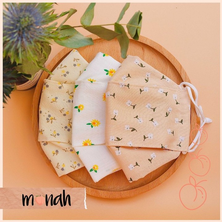 Combo 3 khẩu trang vải kháng khuẩn linen cotton 3 lớp tông trắng hồng xanh cổ điển pastel | BigBuy360 - bigbuy360.vn