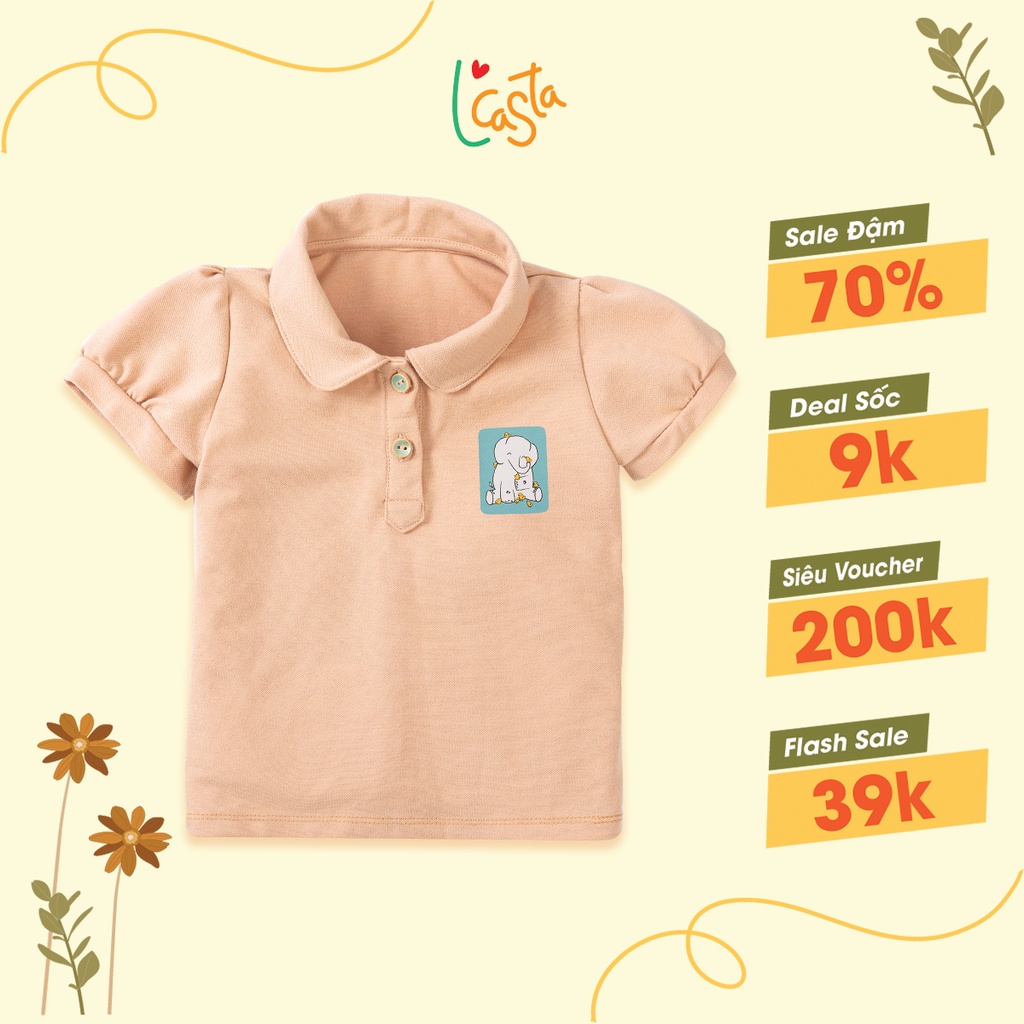 Áo phông polo bé gái chất liệu cotton in hình dễ thương từ 1 đến 6 tuổi L'Casta AG1