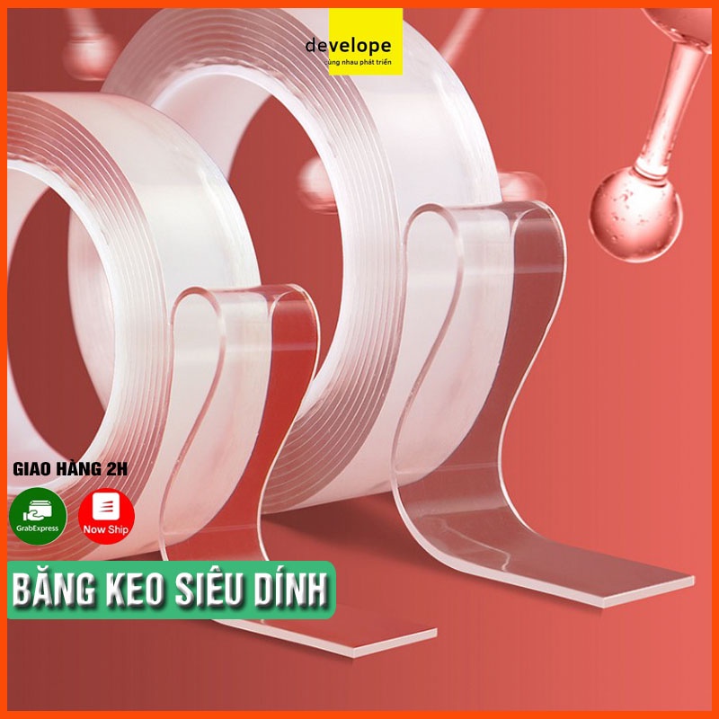 300 cm - BĂNG KEO 2 MẶT TRONG SUỐT ĐA NĂNG SIÊU DÍNH TRÊN MỌI BỀ MẶT CỰC CHẮN CHẮN - CHỊU LỰC CHỊU NHIỆT ĐÀN HỒI TỐT