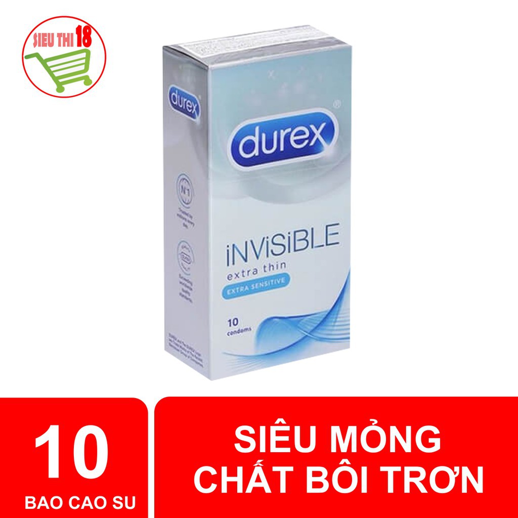 [KHUYẾN MÃI ]BAO CAO SU DUREX INVISIBLE, SIÊU MỎNG, HỘP 10 CÁICAO CẤP