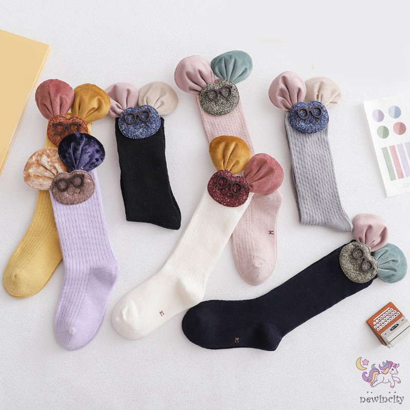 Vớ cotton màu trơn thiết kế kiểu dáng hoạt hình phong cách thời trang Hàn Quốc cho nữ