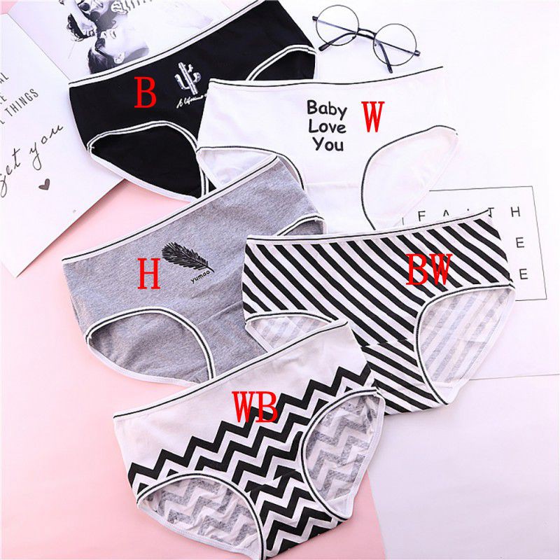 Quần Lót Cotton Lưng Vừa Hoạ Tiết In Cho Nữ