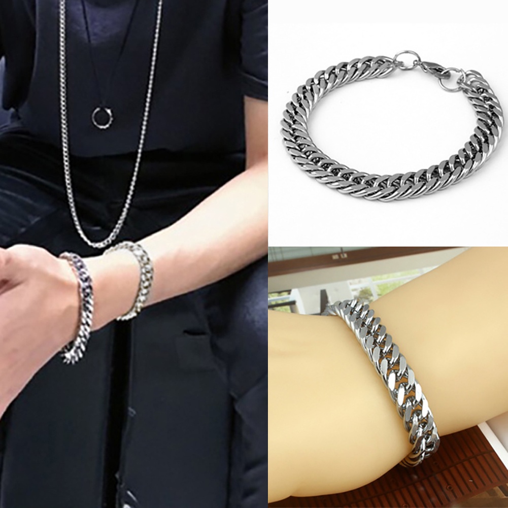 Vòng tay thép titan không gỉ phong cách punk rock thời trang cho nam