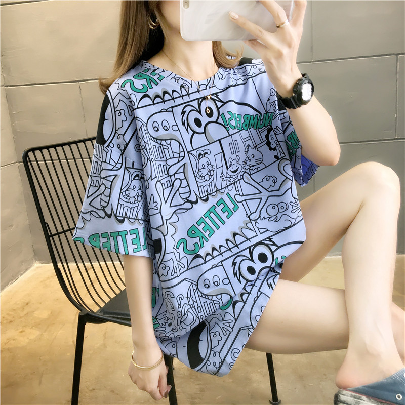 Áo Thun Nữ Ngắn Tay Dáng Dài Form Rộng Thời Trang Hàn