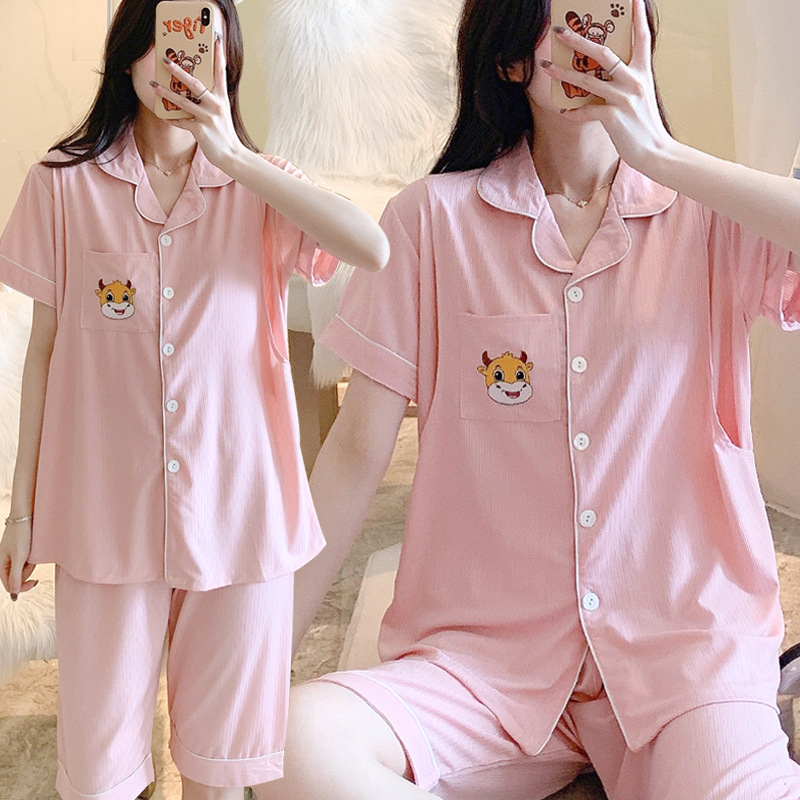 Bộ đồ ngủ ngắn tay thoải mái cho bà bầu m-3xl