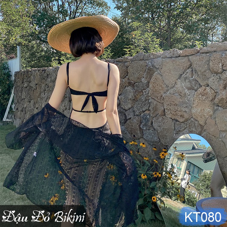 Bộ bơi liền thân phối ren sang chảnh kèm áo choàng kimono ren sexy, Bikini cao cấp mẫu mới 2021, chất đẹp | KT080