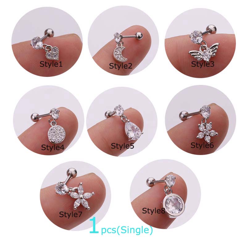 Khuyên tai dáng dài đính đá pha lê xinh xắn cho nữ