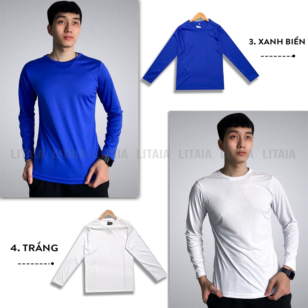 Áo thun nam Litaia Áo thể thao giữ nhiệt nam dài tay nhiều màu thiết kế trẻ trung năng động