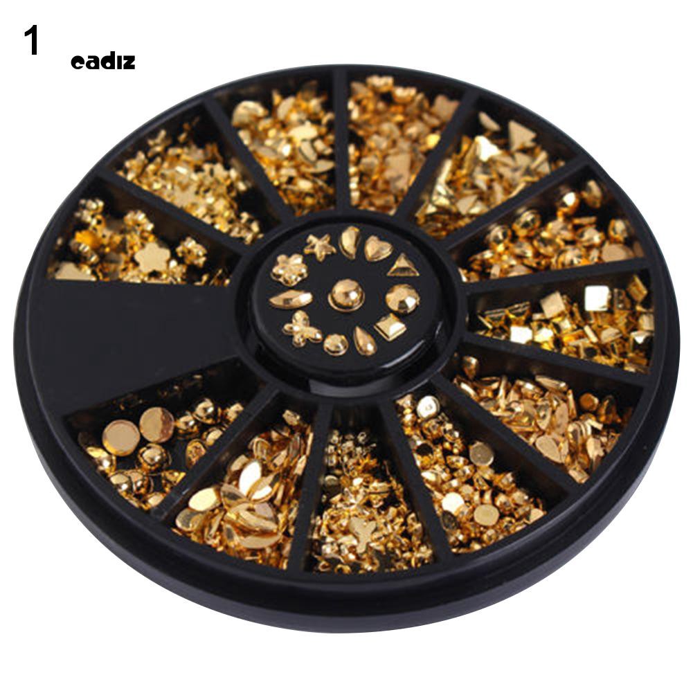 Hộp 12 ngăn đựng vật liệu kim sa lấp lánh dùng trang trí móng tay 3D xinh xắn