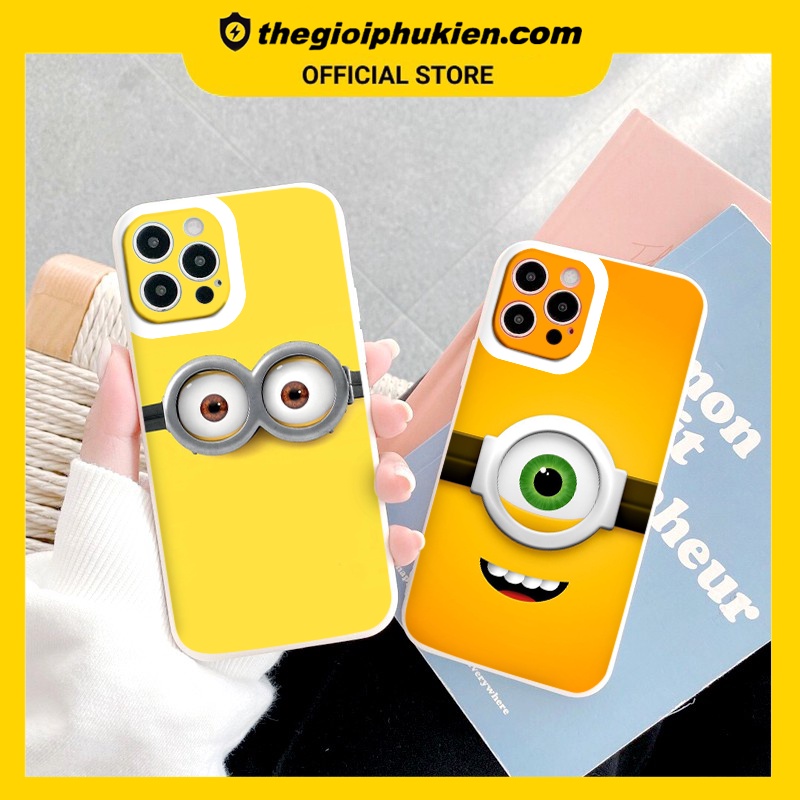 Ốp iphone - Ốp lưng iphone cạnh vuông đôi mắt minion dành cho ip 6 đến 14promax - ng202