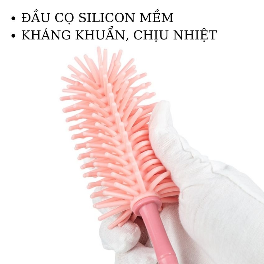 Cọ Rửa Bình Sữa Silicon Tay Cầm Xoay 360 Độ Cao Cấp 2 Chi Tiết