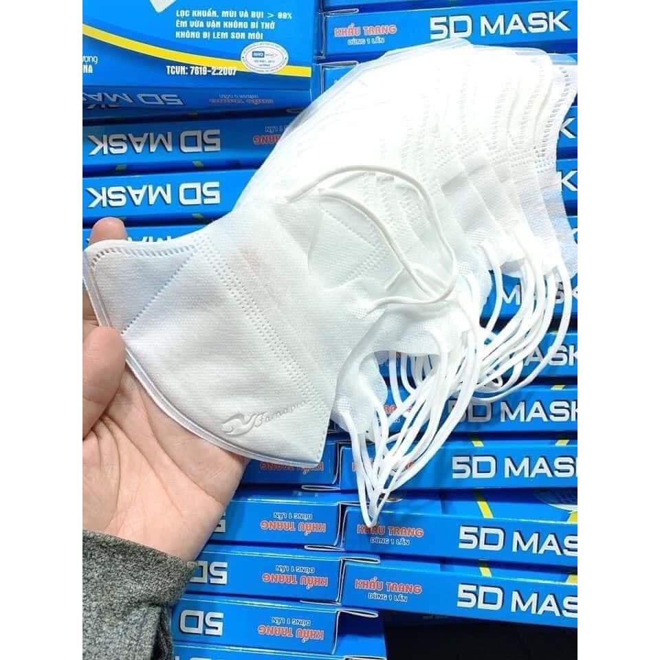 (Hộp 10 Cái) Khẩu Trang 5D Mask Hãng Nam Anh Dây Thun - Không Bí Thở / Không Lem Son