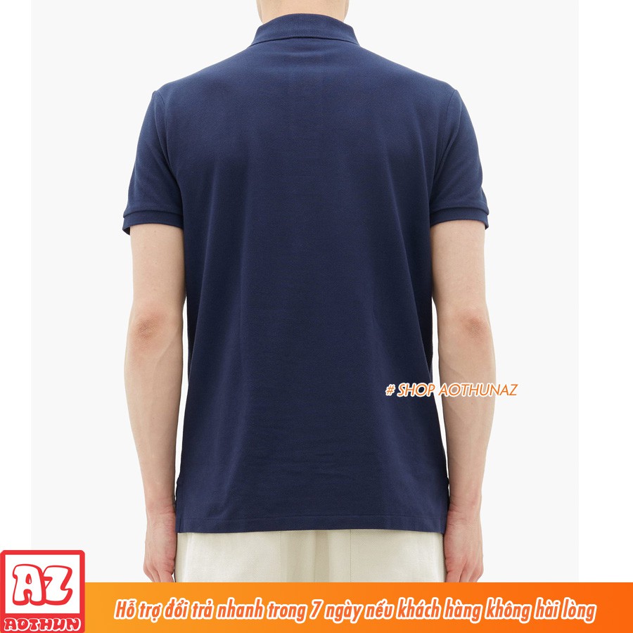 Áo thun Nam màu xanh đen có cổ trụ polo logo thêu - Vải cá sấu cao cấp MT498