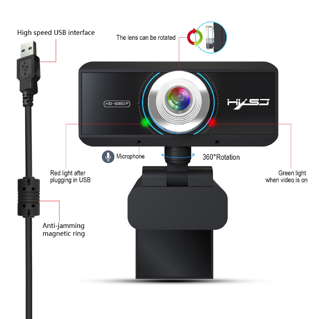 【S4】1920*1280 Full HD Webcam 1080P chất lượng HD tích hợp micro cho máy tính 60-Degree Rotatable Wide View Angle | BigBuy360 - bigbuy360.vn