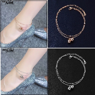LẮC CHÂN NỮ TITAN 2 TẦNG CHUÔNG MÀU VÀNG HỒNG,TRẮNG TA530-531