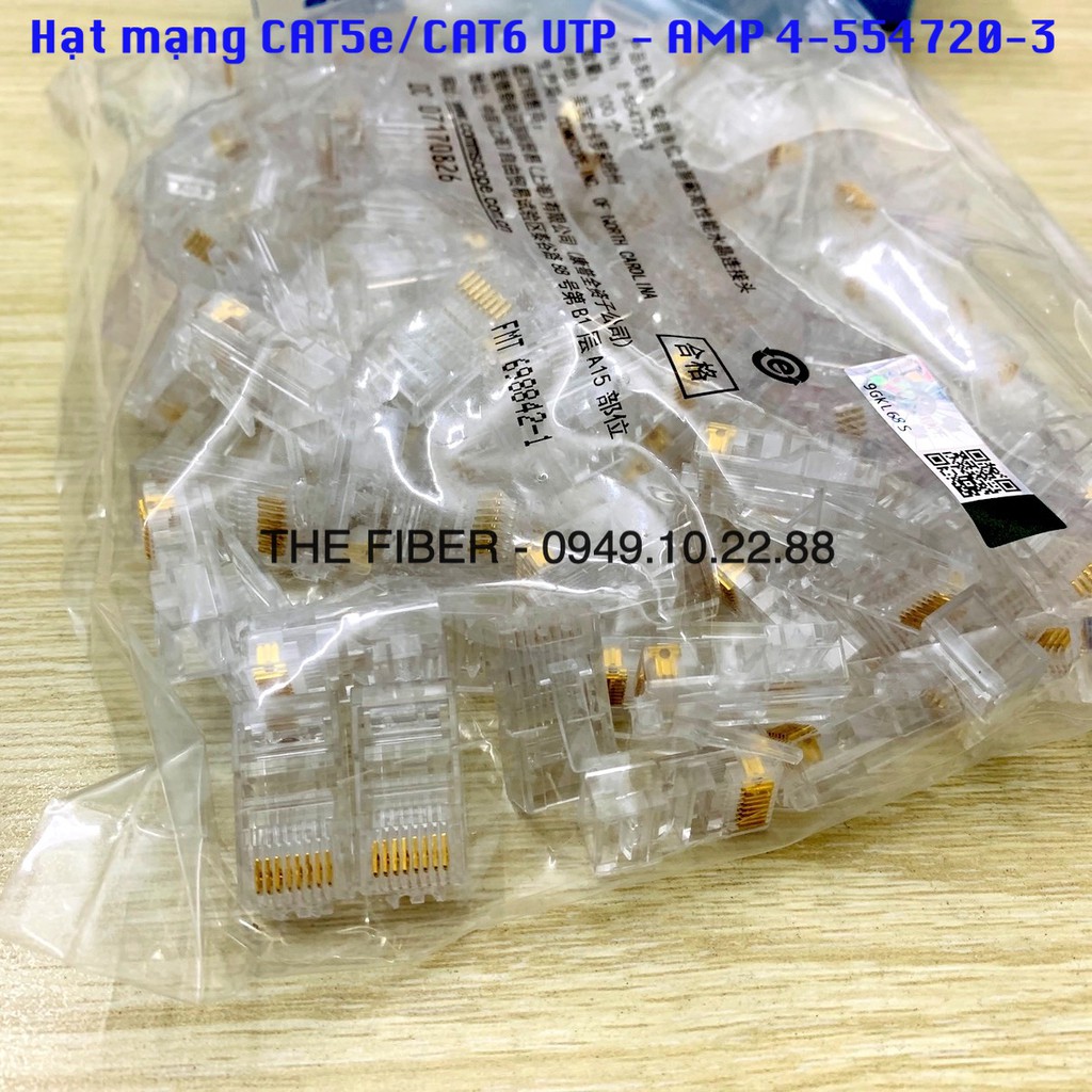 Hạt mạng CAT5e/CAT6 UTP RJ45 - AMP 4-554720-3  ( 10 cái)