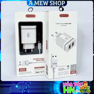 Bộ củ cáp sạc nhanh byz u26 - 2usb chẩn sạc nhanh qucik charger 2.4a chính hãng nhập khẩu - a mew