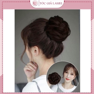 Tóc Giả Nữ Búi Xoăn Phong Cách Trẻ Trung Chất Sợi Tơ Nhân Tạo Dùng Được Nhiệt