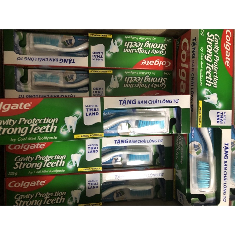 kem đánh răng colgate 225g combo 10 cây tặng kèm bàn chải mỗi cây