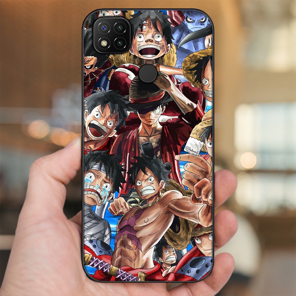 Ốp lưng Xiaomi Redmi 9C viền đen in hình Luffy One Piece