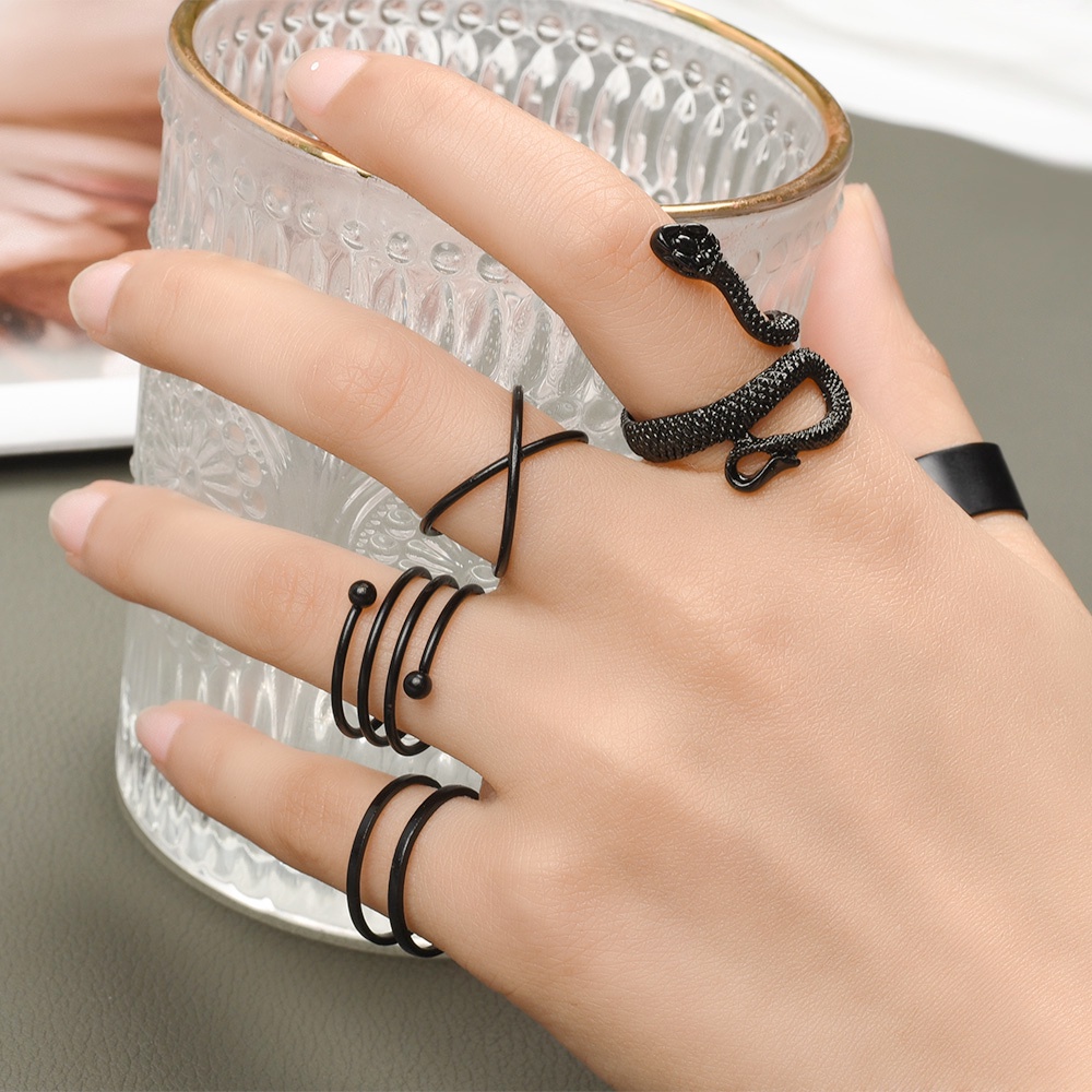 Set 5 Nhẫn Kim Loại Thời Trang Unisex