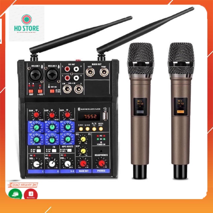Bộ Mixer Yamaha G4 USB- Bộ Trộn Âm Thanh Mixer Chuyên Livestream, Karaoke, Thu Âm Cao Cấp - Tặng Kèm 2 Micro Không Dây.