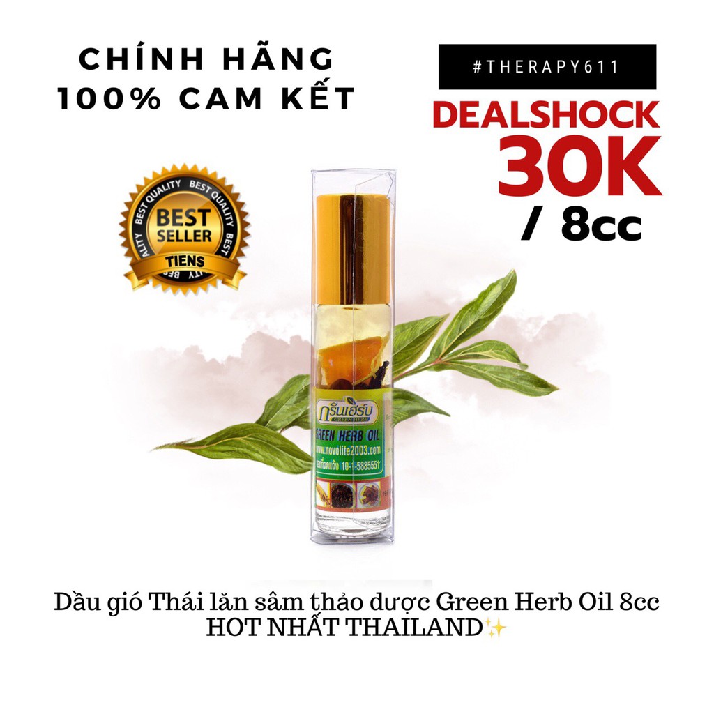 [LẺ]..::Dầu gió Thái lăn sâm thảo dược Green Herb Oil 8cc✨::..