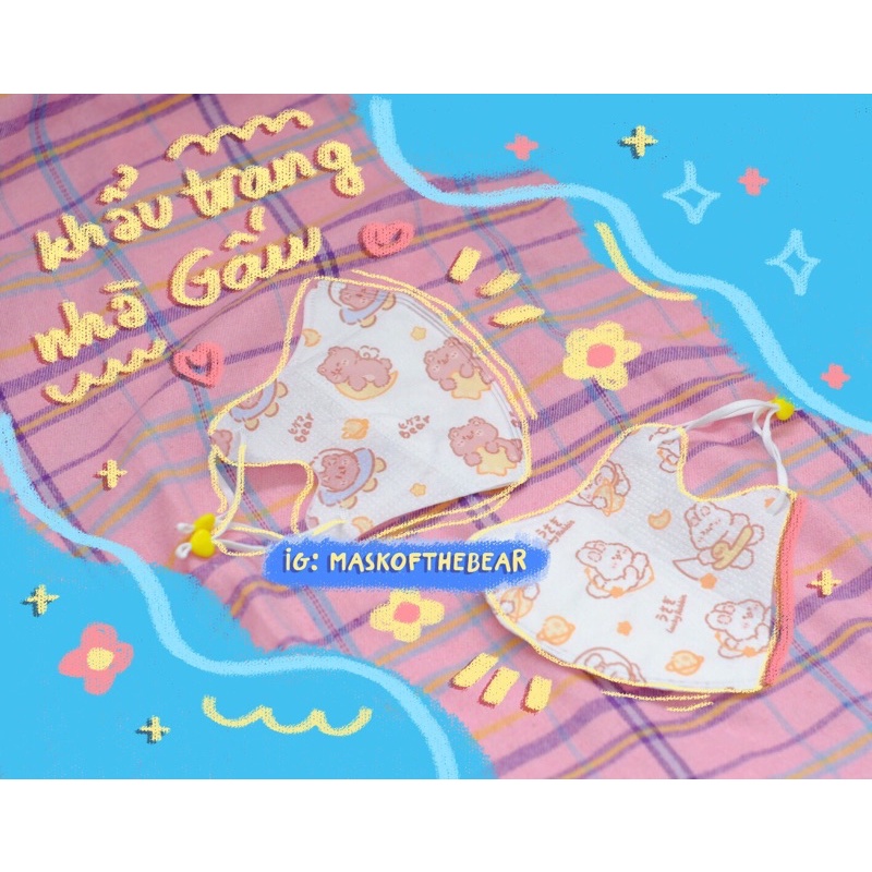 Khẩu trang 3D Hàn Quốc người lớn in hình Gấu và thỏ dễ thương x Mask of the bear