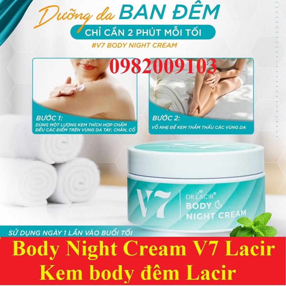 Kem Body Đêm V7 Drlacir ,Kem Tắm Trắng Da V 7 DR LACIR Bông Bưởi,giúp da sáng mịn,trắng sáng giữ ẩm ngăn ngừa lão hóa