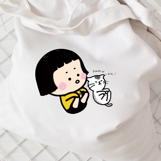 TÚI TOTE VẢI ULZZANG TÚI TOTE MARUKO CHAN VÀ MÈO