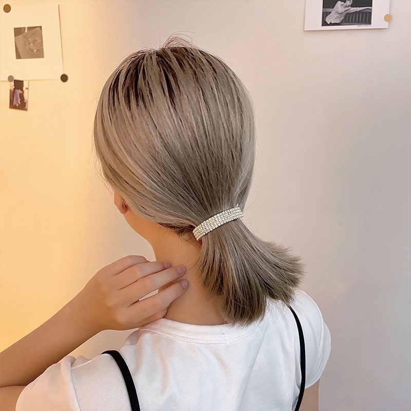 Kẹp Tóc Đuôi Ngựa Lò Xo Đính Kim Cương Lấp Lánh Khí Chất Hàn Quốc