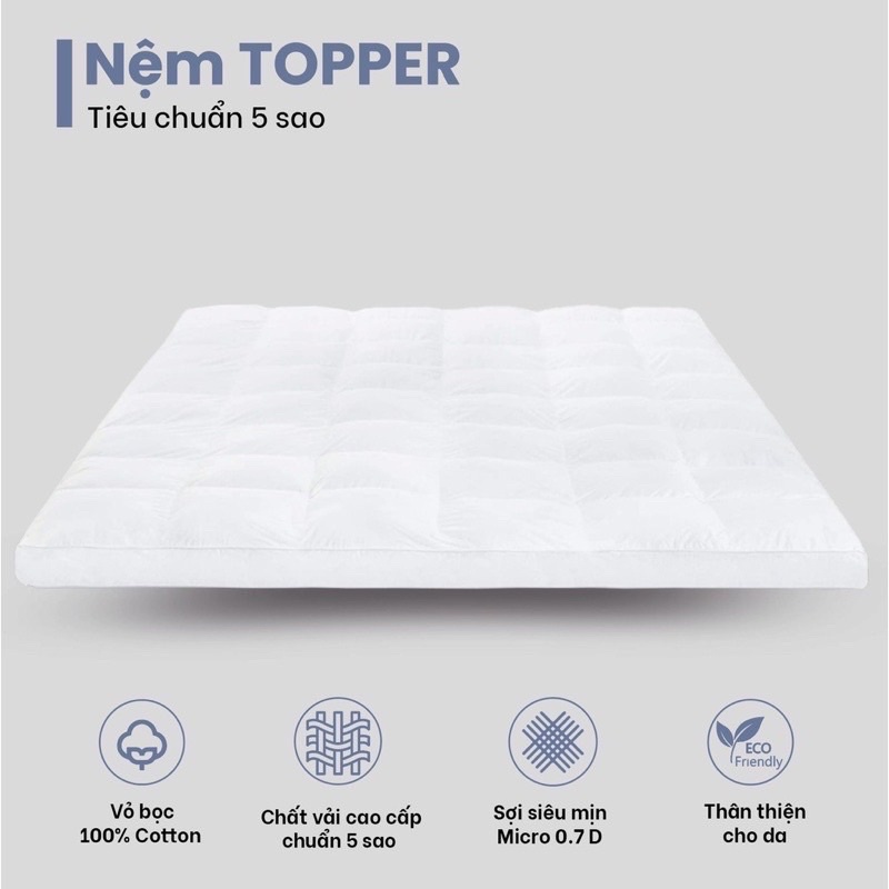 Nệm Topper xuất nhật loại dày êm , Đệm tấm Topper êm mềm loại dày 6 - 8cm không lo bị xẹp thiết kế cao cấp nhỏ gọn