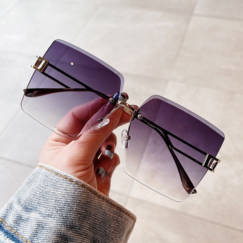 Kính Mát Thời Trang Hàn Quốc Oversized Không Gọng Kim Loại