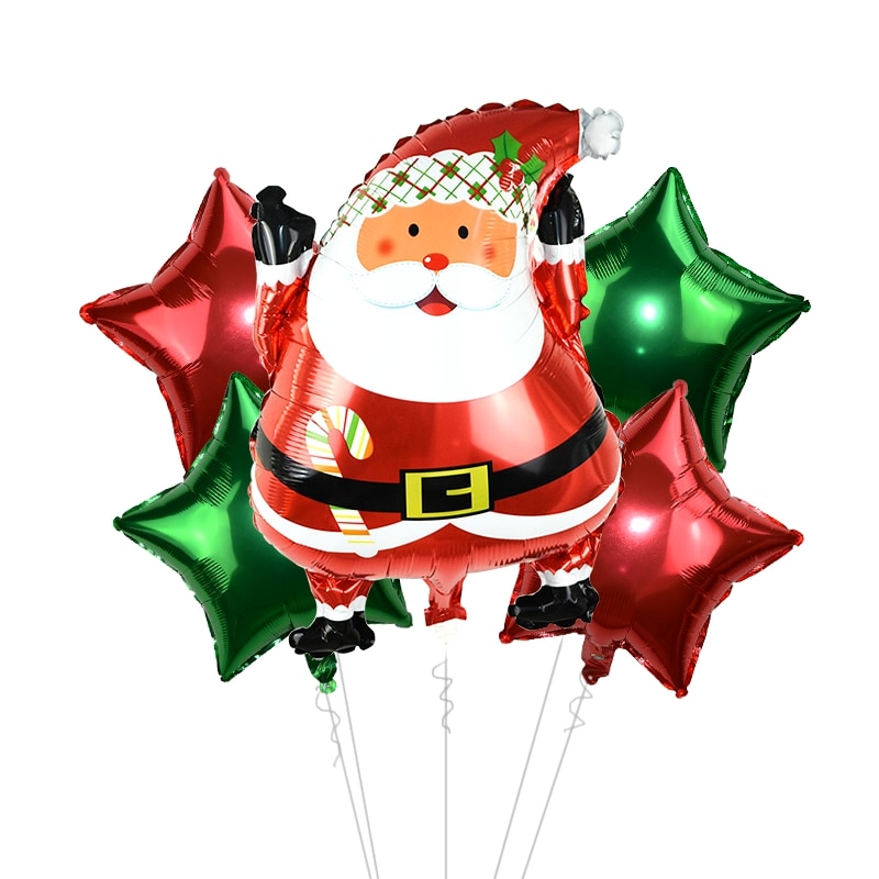 Set 5 bong bóng bơm hơi nhôm kiểu ông già noel người tuyết hoạt hình trang trí Giáng sinh