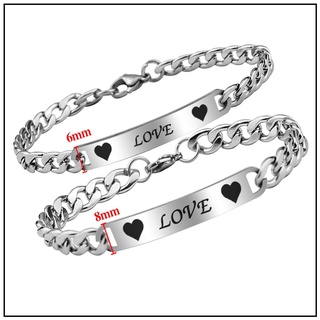 Lắc tay cặp tình nhân tim love, vòng tay inox nam nữ không đen không gỉ 1 cặp)- lcqc06