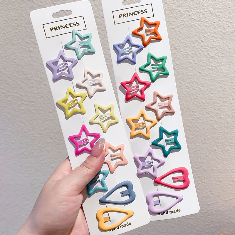 Kẹp Tóc Hình Ngôi Sao Trái Tim Màu Sắc Dễ Thương Thời Trang Mùa Hè Cho Bé Gái