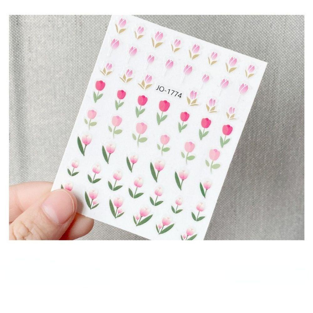 [Hàng mới về] Miếng dán móng tay nghệ thuật hình hoa tulip 3D nhiều màu tùy chọn thanh lịch DIY cho nữ