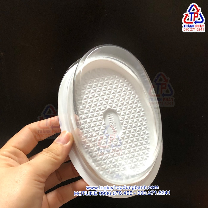 100 Hộp H16 oval trắng đựng bánh trung thu con heo -  bánh gato flan