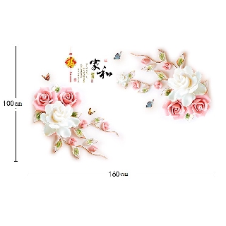 Decal dán tường 3D SIÊU HOT HOA HỒNG