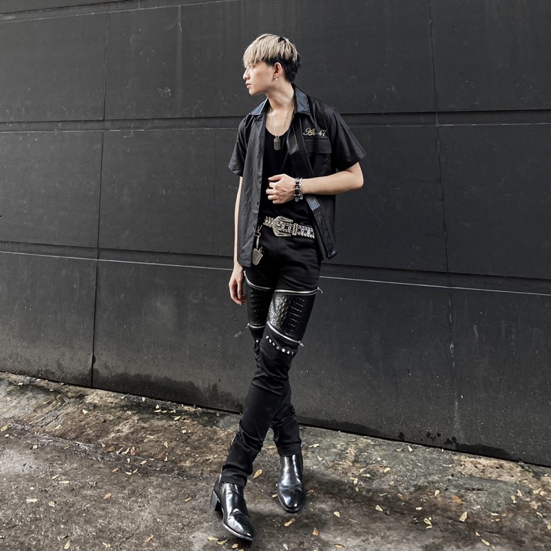 Quần Biker Leather Jean - Da thật vân lưng cá sấu - Ak 47 Republic