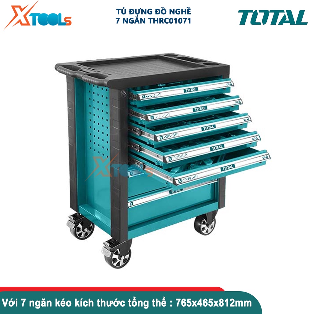 Tủ đựng đồ nghề 7 ngăn kéo TOTAL THRC01071, tủ đựng công cụ có bánh xe điều hướng, kích thước 765x465x812mm