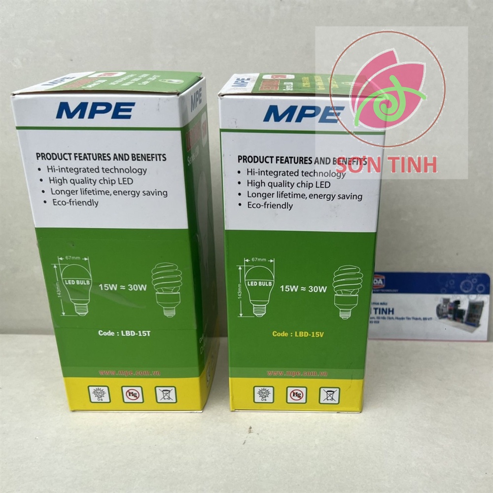 Bóng đèn led bulb MPE LBD công suất 15W ánh sáng trắng, ánh sáng vàng