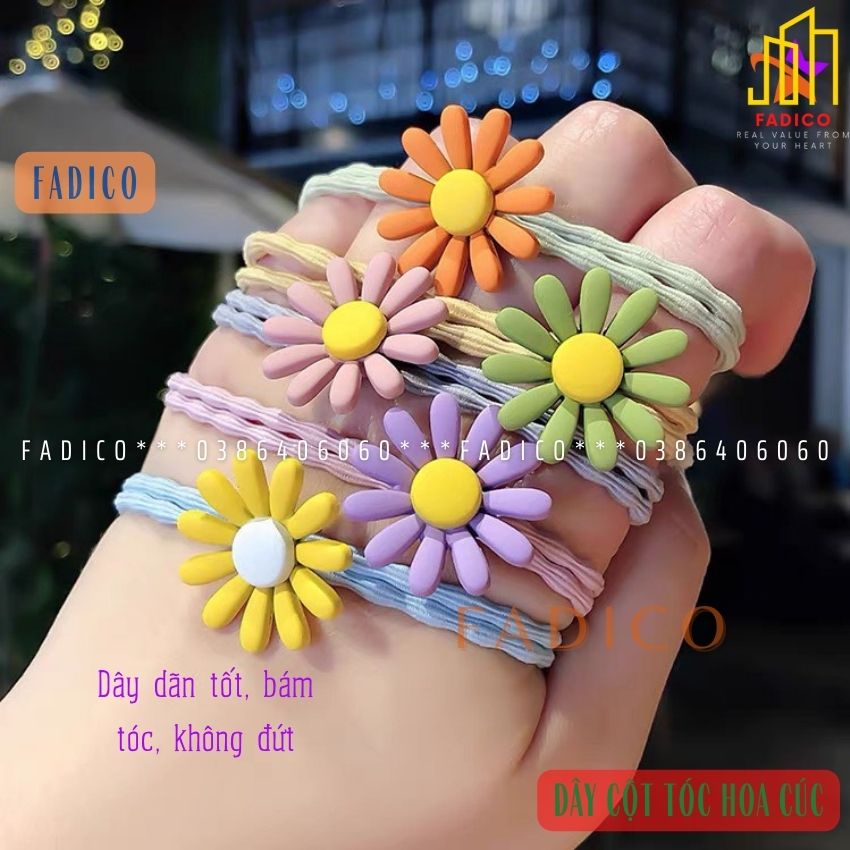 [HCM]Dây Buộc Tóc,Thun Cột Tóc Nữ Hoa Cúc Hàn Quốc Co Dãn Nhiều Màu Sắc,dây cột tóc cho nữ và trẻ em-fadico