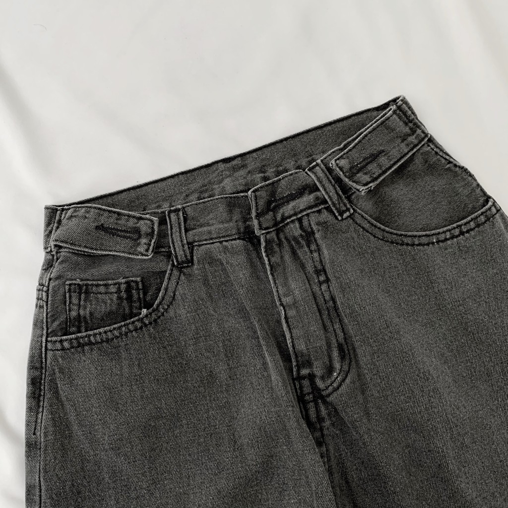 Quần jean nữ ống rộng lưng cao dáng suông xám (ẢNH THẬT) | BigBuy360 - bigbuy360.vn