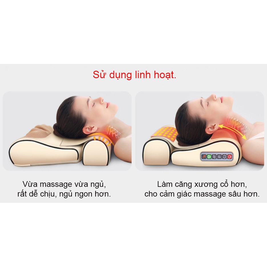 Gối Massage Hồng Ngoại Kép Trị Liệu Kết Hợp Thảo Dược RULAX, Chất liệu Da Pu Cao Cấp RL-04 | BH 12 tháng |