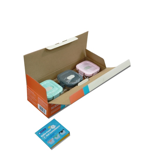 Bộ 3 Hộp Đựng Thức Ăn Em Bé Thủy Tinh Chịu Nhiệt, nắp khóa La Fonte – B1 – 110ml